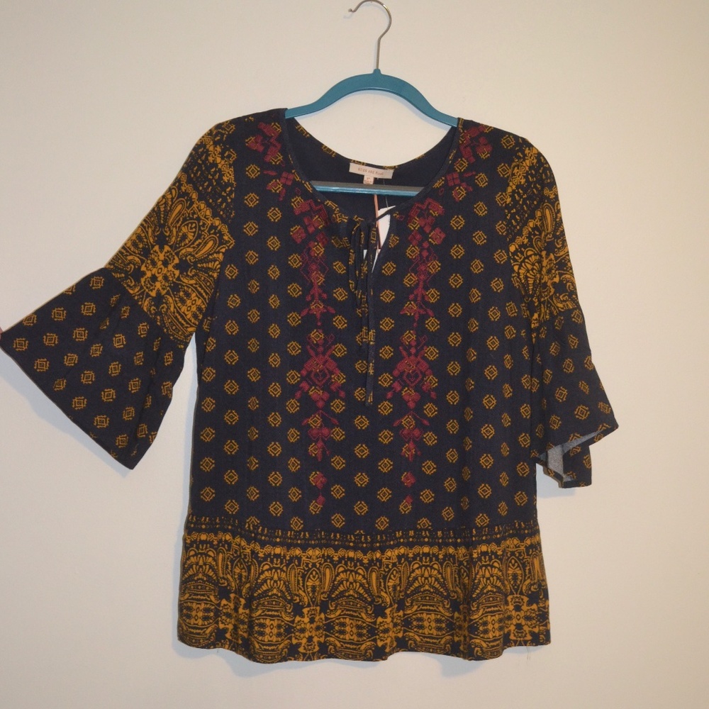Bohemian Three Quarter Sleeve Top